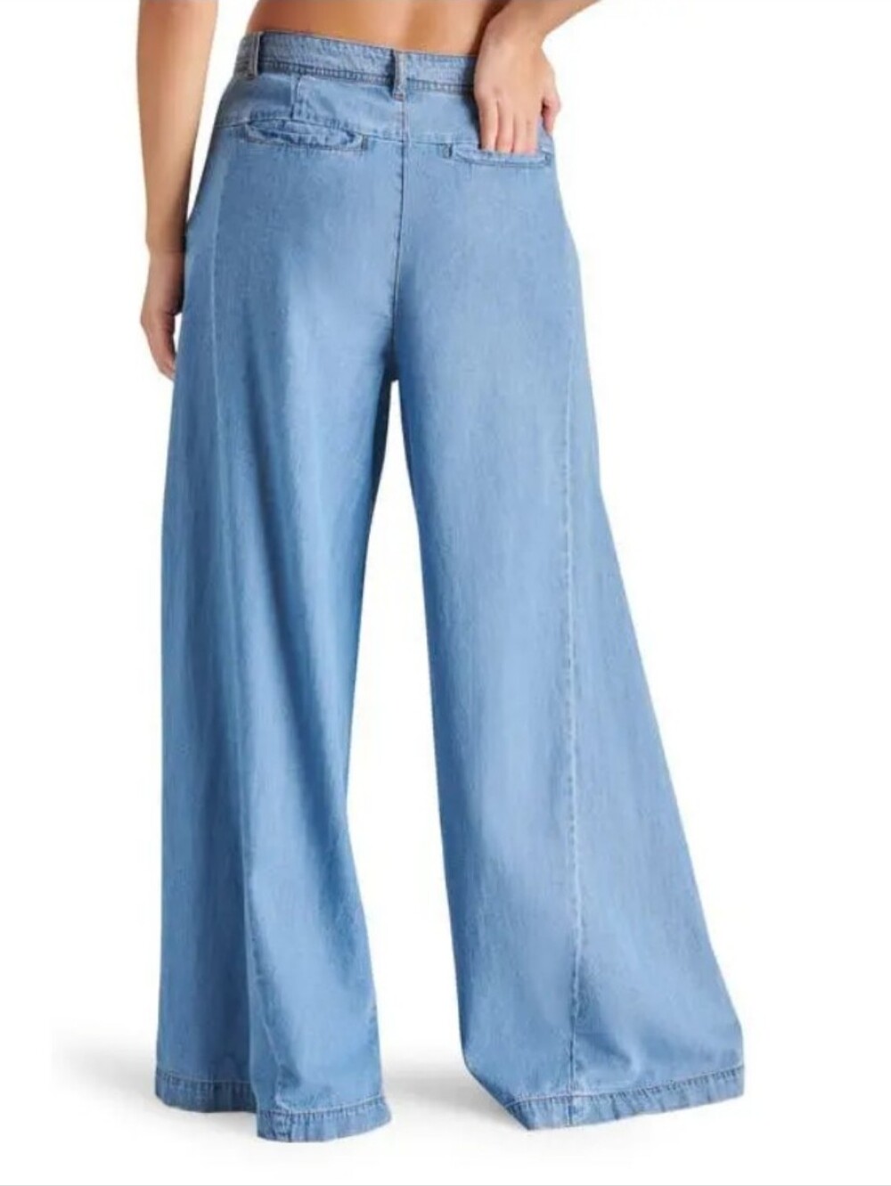 Steve Madden Starling  Womens Wide Leg Light Blue Denim Pants size Small - Picture 2 of 7